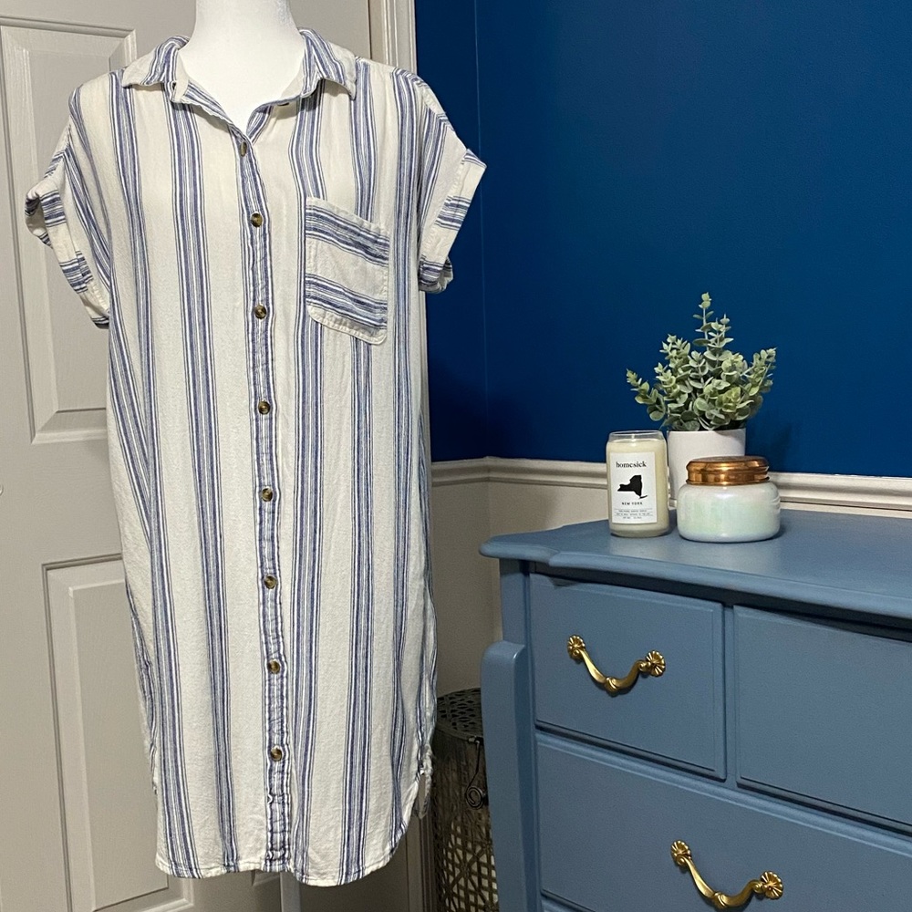 American Eagle Blue and White Striped Dress